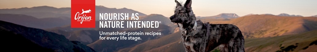 Orijen. Nourish as nature intended. Unmatched-protein recipes for every life stage.