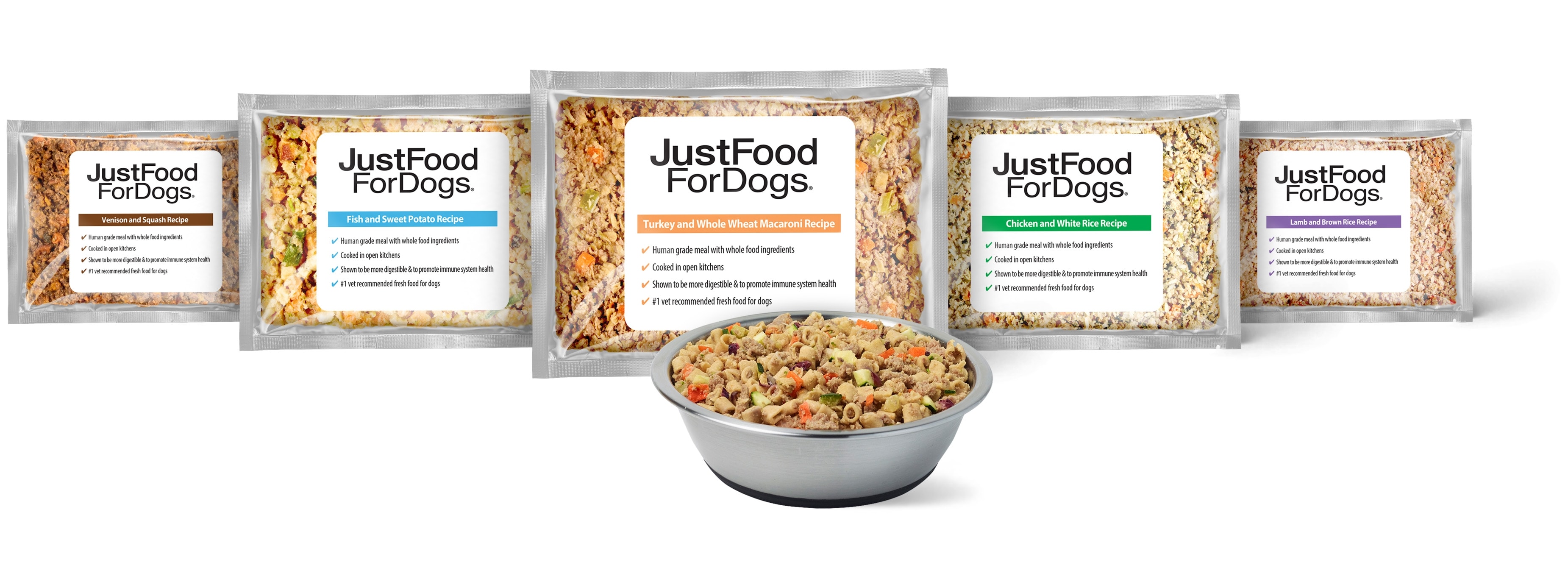 JustFoodForDogs Sampler Variety Box Frozen Human-Grade Fresh Dog Food