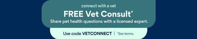 Connect with a vet. Free Vet Consult* Share pet health questions with a licensed expert. Use code VETCONNECT. Connect now. *See terms