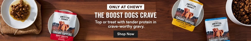 Only at Chewy. The boost dogs crave. Top or treat with tender protein in crave-worth gravy.