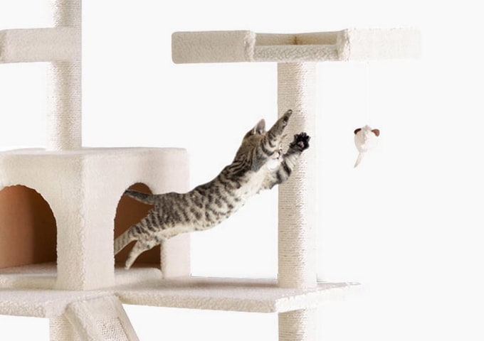 PEDY Cat Tree House 2 Level Cat Condo Furniture Sisal Kitten Tower Scratch Post 