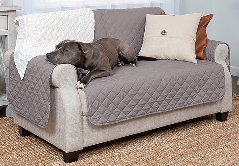 Large FurHaven Sofa Buddy Dog and Cat Bed Furniture Cover Navy/Light Blue 