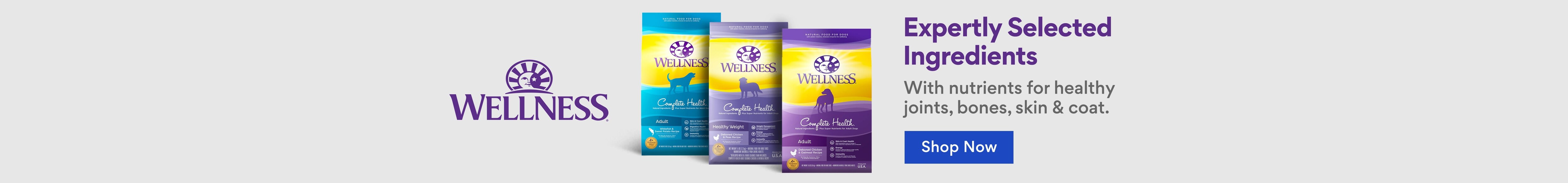 Wellness. Expertly selected ingredients. With nutrients for healthy joints, bones, skin & coat.