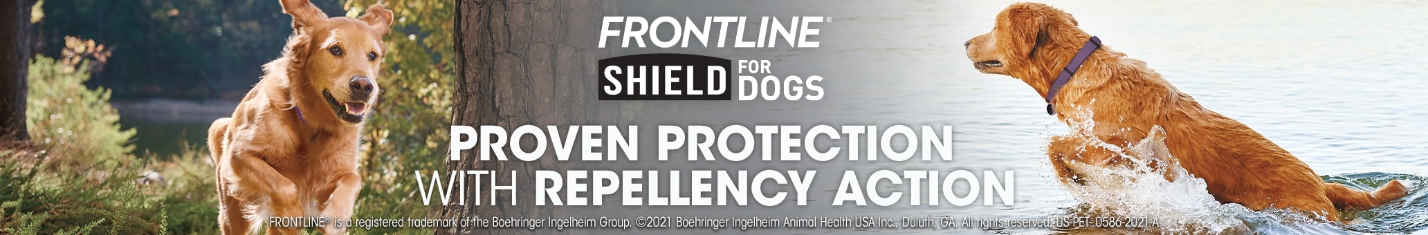 Frontline Shield Brand Banner. Proven Protection With Repellency Action.