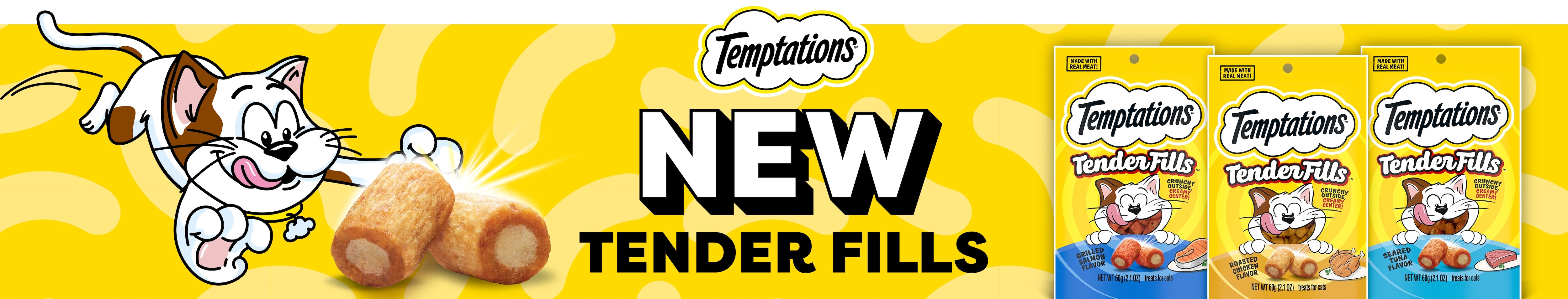 TEMPTATIONS Tender Fills Roasted Chicken Flavor Soft & Crunchy Cat Treats,  11.6-oz pouch - Chewy.com